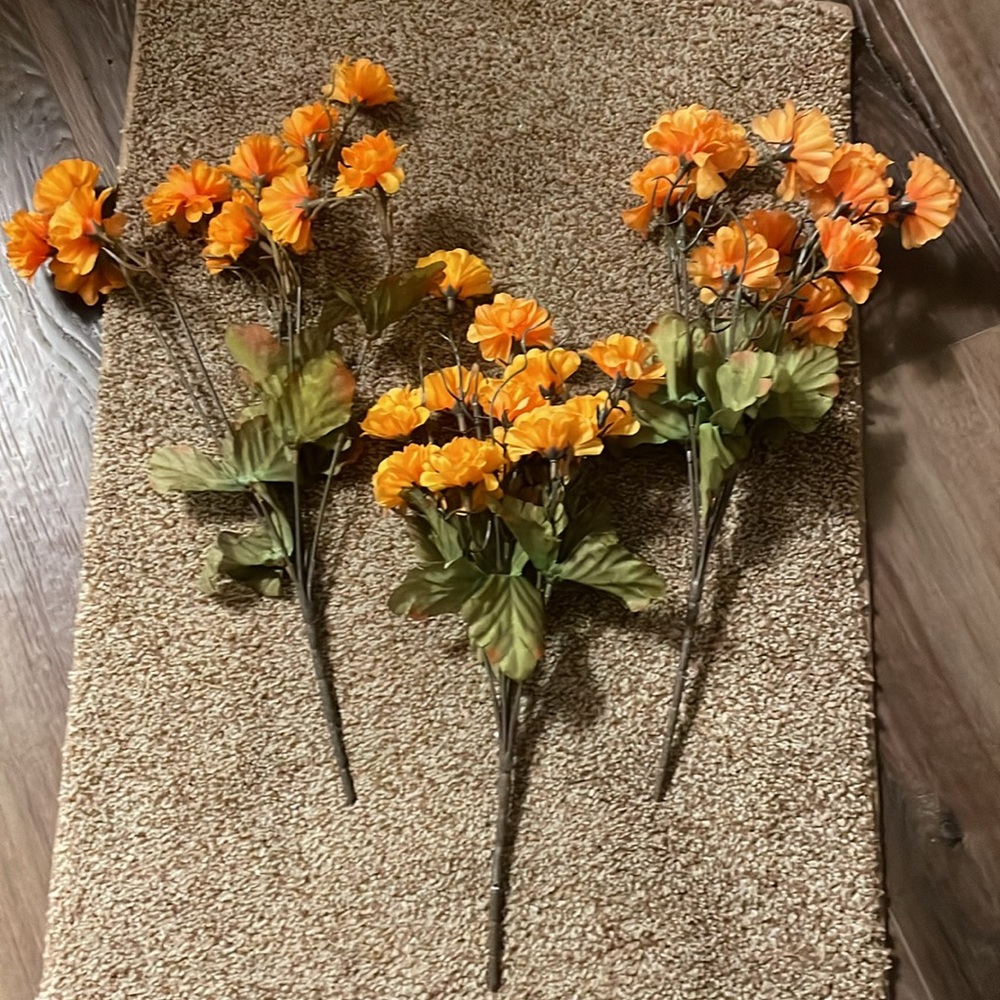 3 Marigold Faux Floral picks